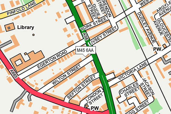 M45 6AA map - OS OpenMap – Local (Ordnance Survey)