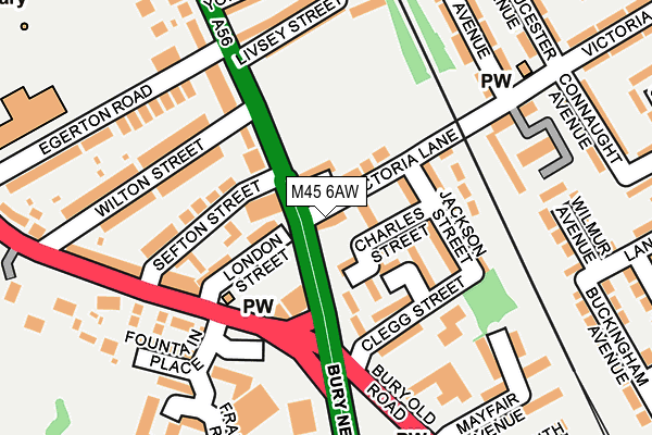 M45 6AW map - OS OpenMap – Local (Ordnance Survey)