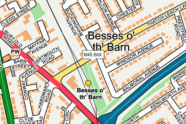 M45 6AX map - OS OpenMap – Local (Ordnance Survey)