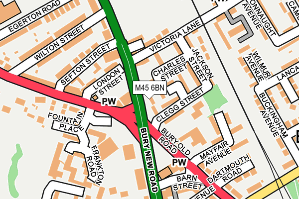 M45 6BN map - OS OpenMap – Local (Ordnance Survey)