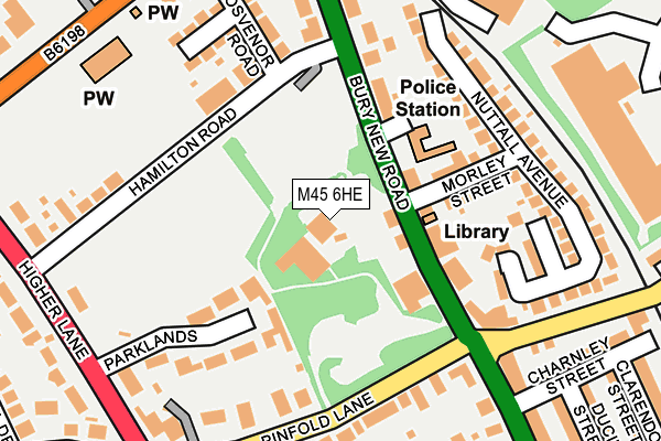 M45 6HE map - OS OpenMap – Local (Ordnance Survey)