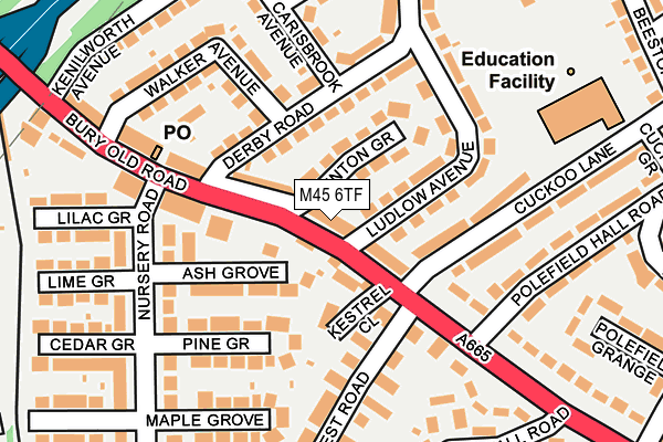 M45 6TF map - OS OpenMap – Local (Ordnance Survey)