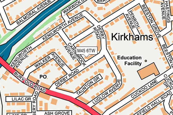 M45 6TW map - OS OpenMap – Local (Ordnance Survey)