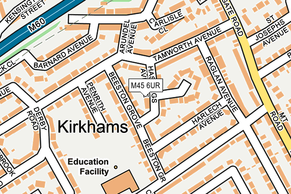 M45 6UR map - OS OpenMap – Local (Ordnance Survey)