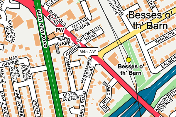 M45 7AY map - OS OpenMap – Local (Ordnance Survey)