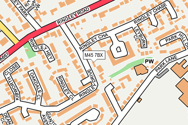 M45 7BX map - OS OpenMap – Local (Ordnance Survey)