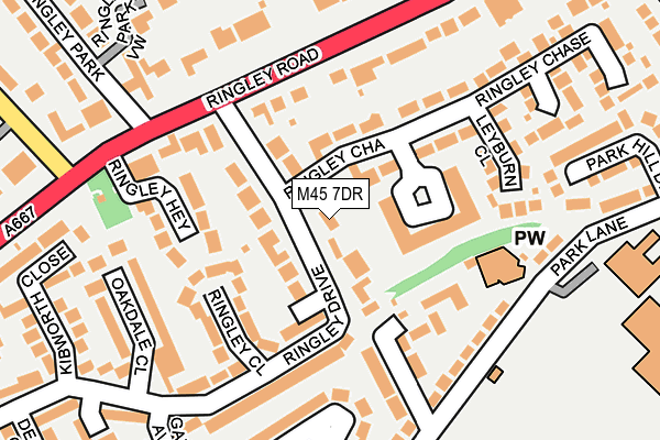 M45 7DR map - OS OpenMap – Local (Ordnance Survey)