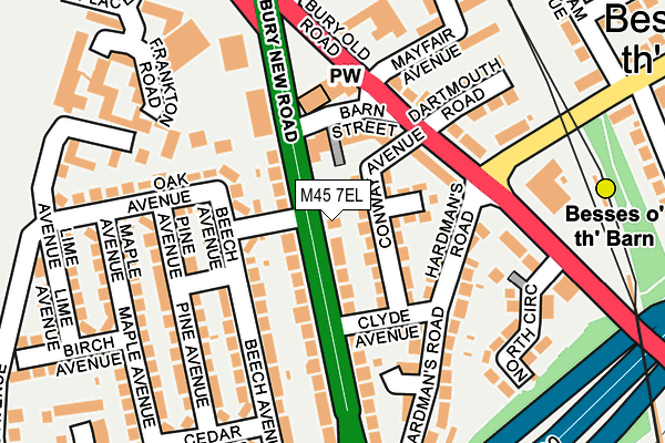 M45 7EL map - OS OpenMap – Local (Ordnance Survey)