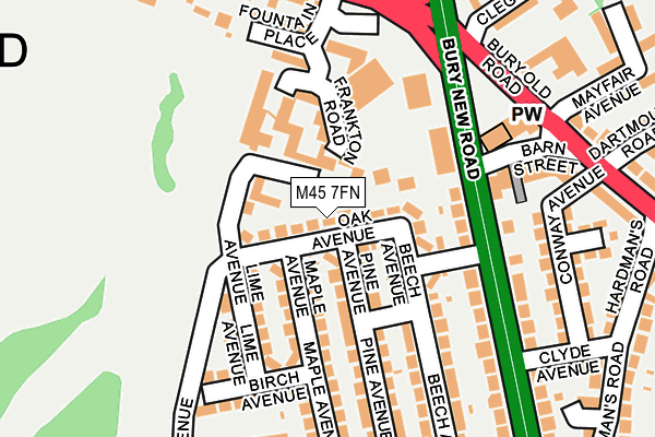 M45 7FN map - OS OpenMap – Local (Ordnance Survey)