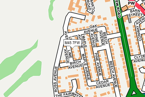 M45 7FW map - OS OpenMap – Local (Ordnance Survey)