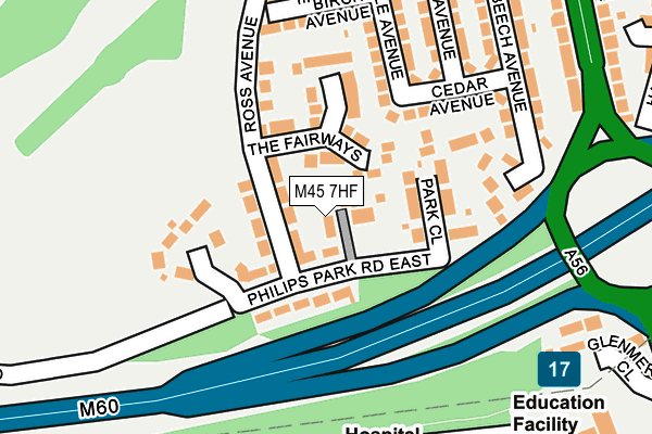 M45 7HF map - OS OpenMap – Local (Ordnance Survey)