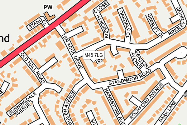 M45 7LG map - OS OpenMap – Local (Ordnance Survey)