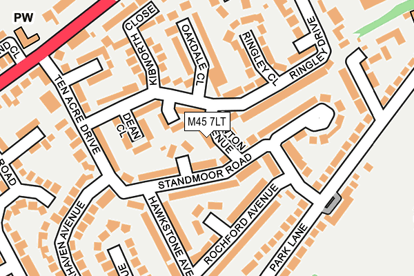 M45 7LT map - OS OpenMap – Local (Ordnance Survey)
