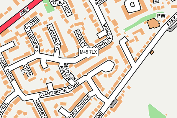 M45 7LX map - OS OpenMap – Local (Ordnance Survey)