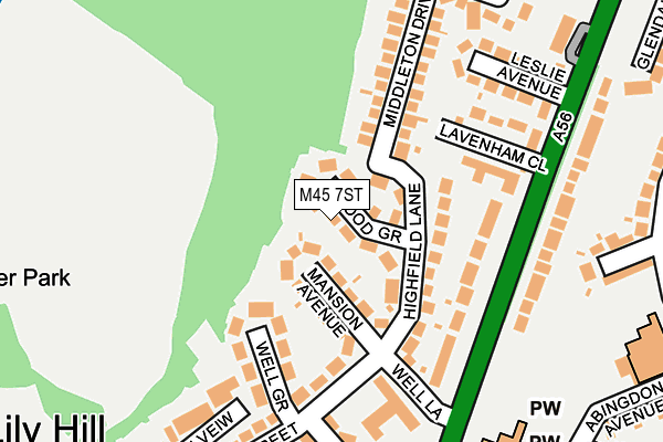 M45 7ST map - OS OpenMap – Local (Ordnance Survey)
