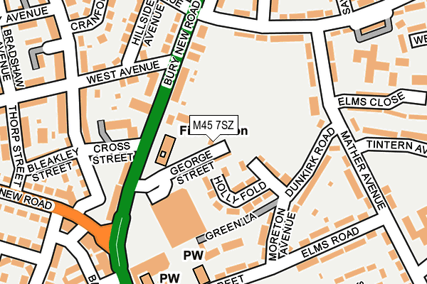 M45 7SZ map - OS OpenMap – Local (Ordnance Survey)