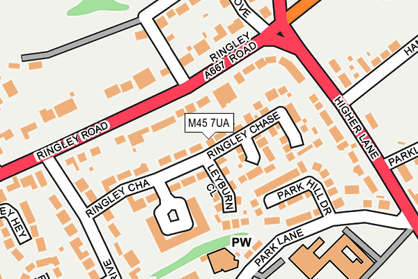 M45 7UA map - OS OpenMap – Local (Ordnance Survey)