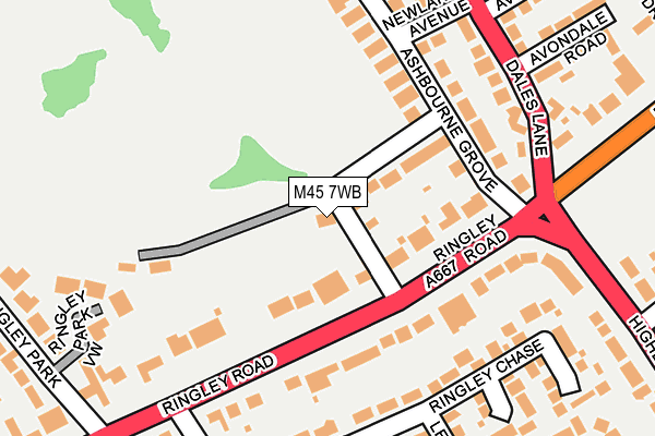 M45 7WB map - OS OpenMap – Local (Ordnance Survey)