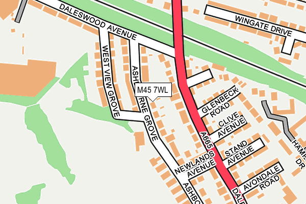M45 7WL map - OS OpenMap – Local (Ordnance Survey)