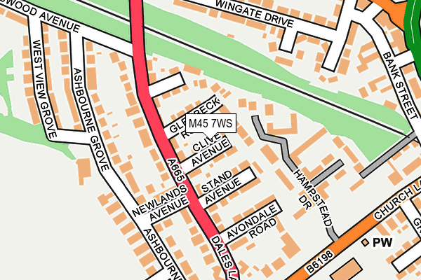 M45 7WS map - OS OpenMap – Local (Ordnance Survey)