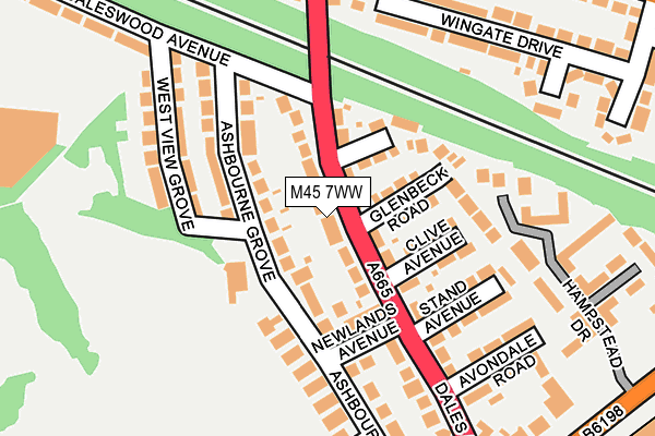 M45 7WW map - OS OpenMap – Local (Ordnance Survey)