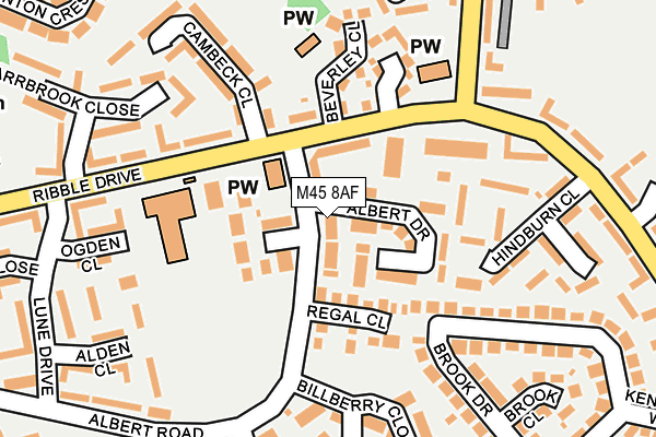 M45 8AF map - OS OpenMap – Local (Ordnance Survey)