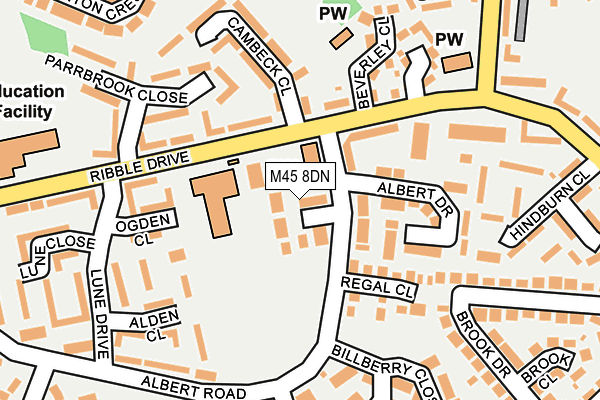 M45 8DN map - OS OpenMap – Local (Ordnance Survey)