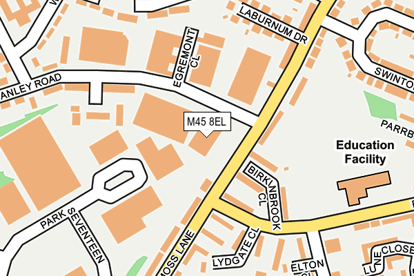 M45 8EL map - OS OpenMap – Local (Ordnance Survey)