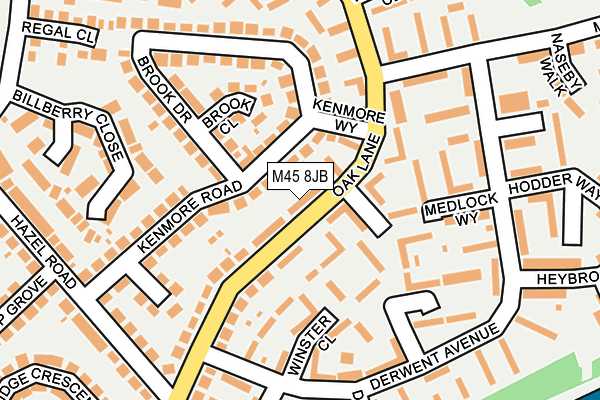 M45 8JB map - OS OpenMap – Local (Ordnance Survey)
