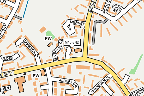 M45 8ND map - OS OpenMap – Local (Ordnance Survey)
