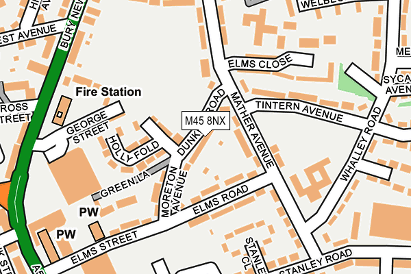 M45 8NX map - OS OpenMap – Local (Ordnance Survey)