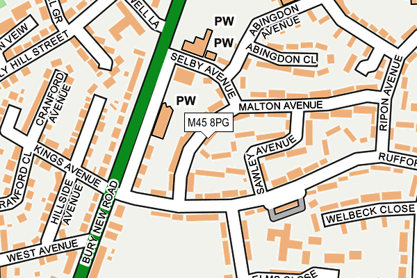 M45 8PG map - OS OpenMap – Local (Ordnance Survey)