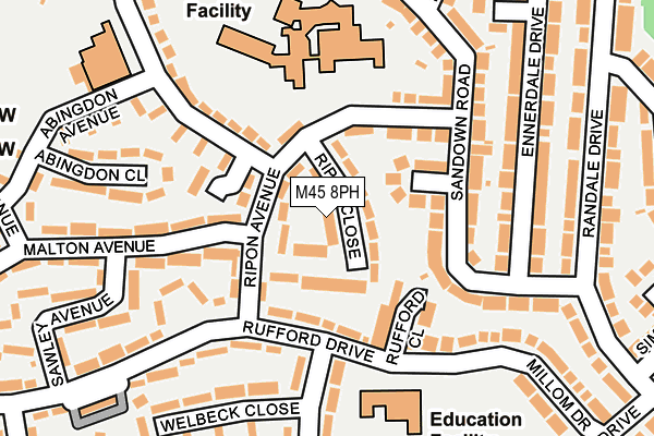M45 8PH map - OS OpenMap – Local (Ordnance Survey)