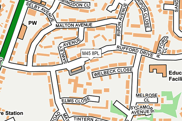 M45 8PL map - OS OpenMap – Local (Ordnance Survey)