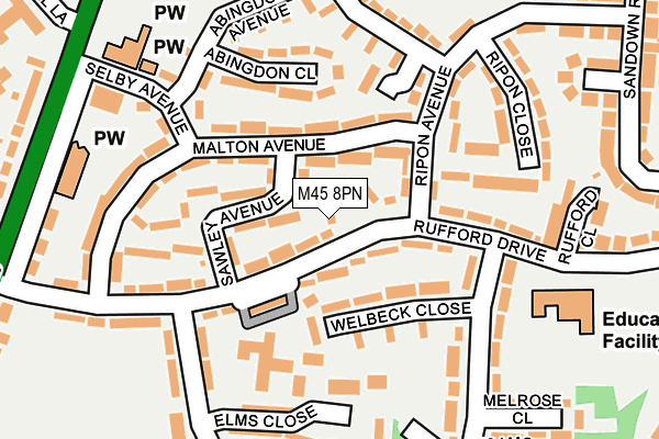M45 8PN map - OS OpenMap – Local (Ordnance Survey)