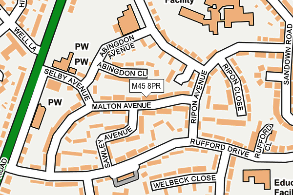 M45 8PR map - OS OpenMap – Local (Ordnance Survey)