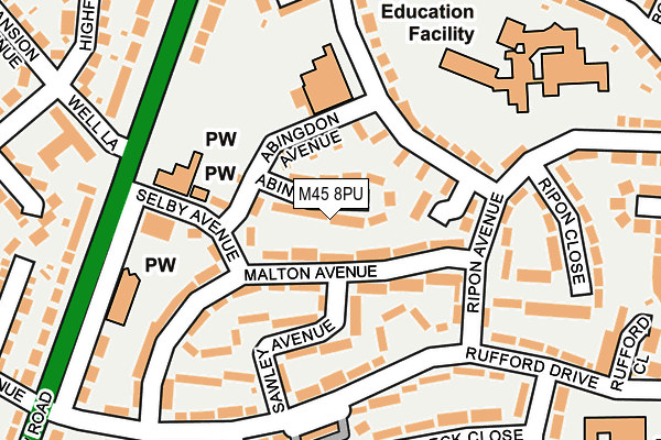 M45 8PU map - OS OpenMap – Local (Ordnance Survey)
