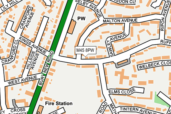 M45 8PW map - OS OpenMap – Local (Ordnance Survey)
