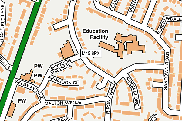 M45 8PX map - OS OpenMap – Local (Ordnance Survey)