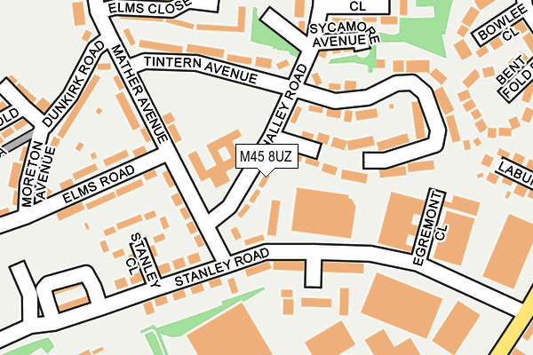 M45 8UZ map - OS OpenMap – Local (Ordnance Survey)