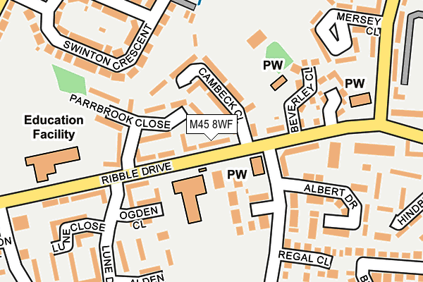 M45 8WF map - OS OpenMap – Local (Ordnance Survey)