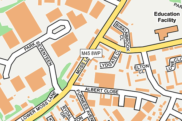 M45 8WP map - OS OpenMap – Local (Ordnance Survey)