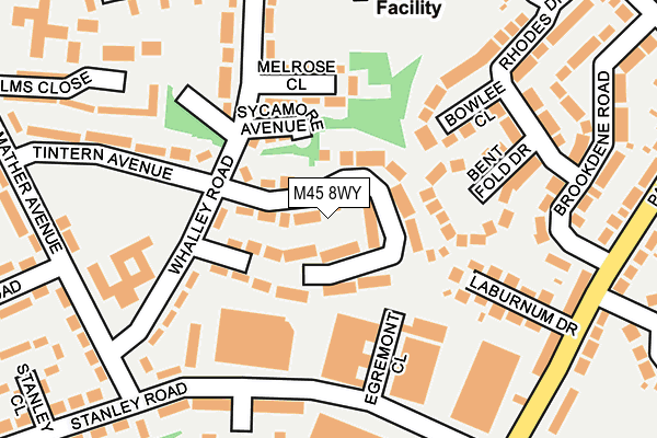 M45 8WY map - OS OpenMap – Local (Ordnance Survey)