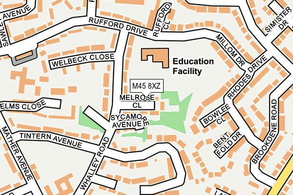 M45 8XZ map - OS OpenMap – Local (Ordnance Survey)