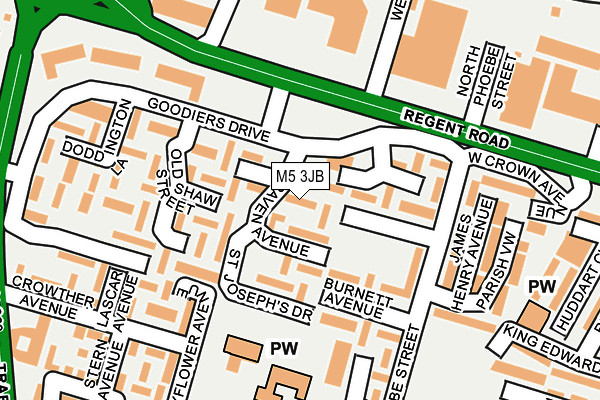 M5 3JB map - OS OpenMap – Local (Ordnance Survey)