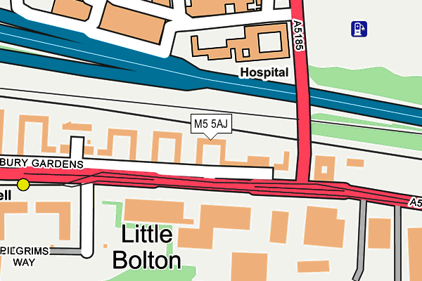 M5 5AJ map - OS OpenMap – Local (Ordnance Survey)