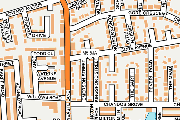 M5 5JA map - OS OpenMap – Local (Ordnance Survey)