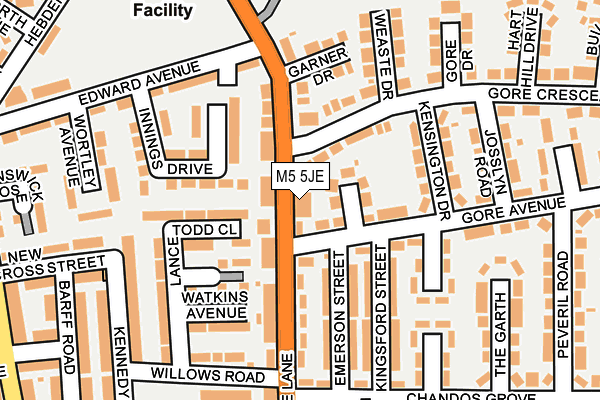 M5 5JE map - OS OpenMap – Local (Ordnance Survey)