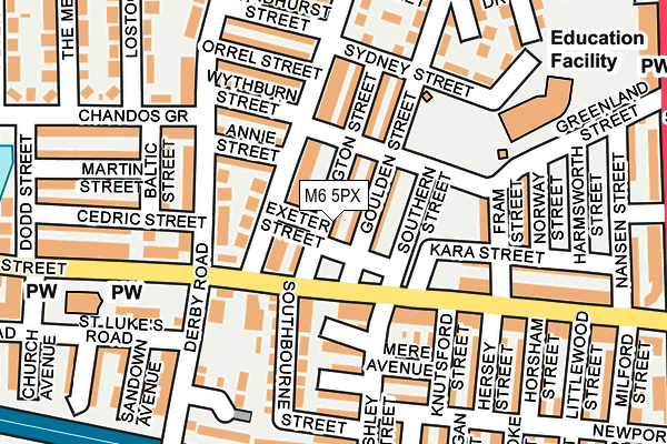 M6 5PX map - OS OpenMap – Local (Ordnance Survey)