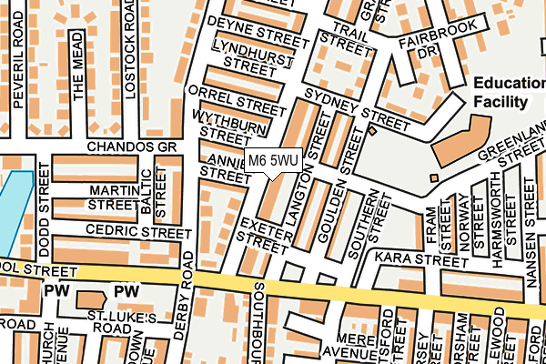 M6 5WU map - OS OpenMap – Local (Ordnance Survey)